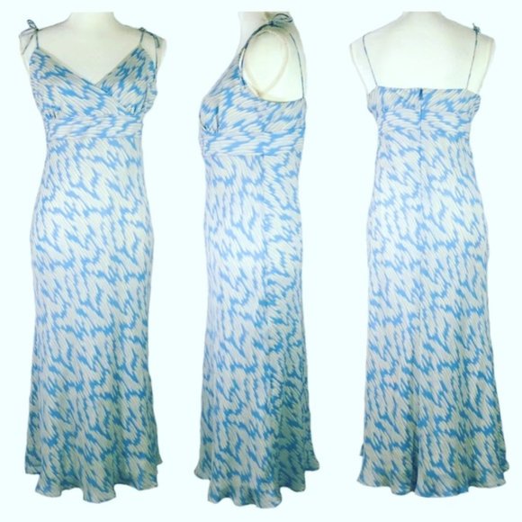 J. Crew Dresses & Skirts - J Crew 100% Silk Blue Print Vintage Midi Sleeveless Dress 12